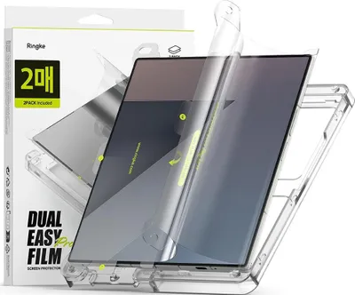 A product shot of a phone screen protector and its packaging.
