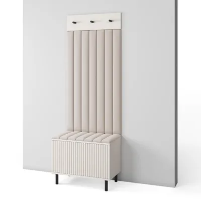 Produktbild von Garderoben-Set Ritmo version 6 mit Schuhregal und Polsterplatten, Ideal für Flur und Eingangsbereich (Cashmere, Trinity 01)
