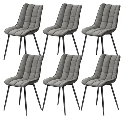Produktbild von Esszimmerstühle 6er Set, für Wohnzimmer, Küche und Esszimmer, gepolsterte Küchenstühle mit Rückenlehne, Kunstledersitzfläche, Metallbeine, bis 150 kg belastbar, Grau