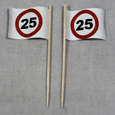 Produktbild von Party-Picker Flagge Tempo 25 Verkehrszeichen Papierfähnchen in Spitzenqualität 25 Stück Beutel