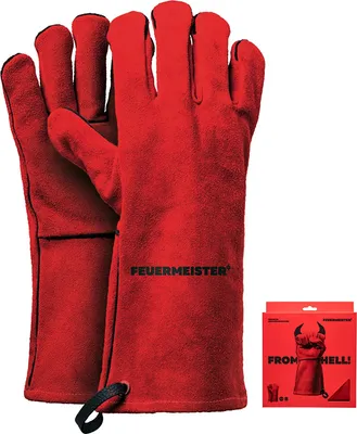 Produktbild von Feuermeister 50173615B Grillhandsschuhe, Leder, Größe 10, rot (1 Paar)