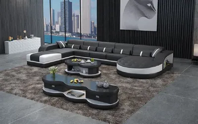 Produktbild von Wohnlandschaft Design Ecksofa U Form Leder