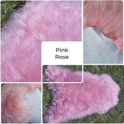Produktbild von Premium Island Lammfell Schaffell Bunt Gefärbt Weich Fell Teppich Multicolor Rose 30x30cm rund