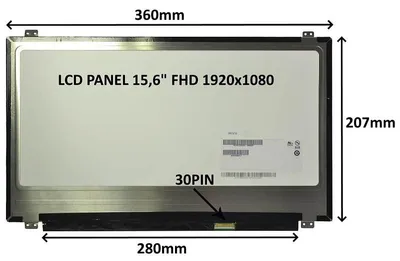 Image de Panneau Lcd 15,6" Fhd 1920X1080 30Pin Matte / Angle Supérieur Et Inférieur