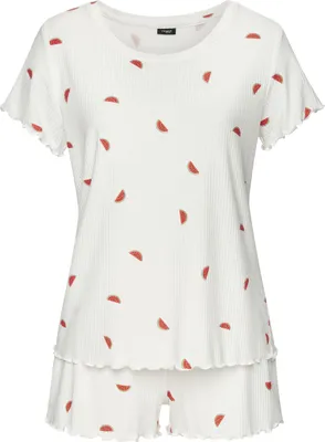 Produktbild von Vivance Dreams Shorty 2 -teilig ecru-rot-gemustert Größe 48/50