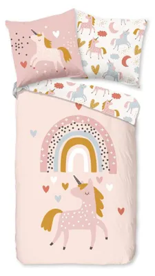 Productafbeelding van Good Morning Kinderdekbedovertrek "Unilove" - Multi - (135x200 cm) - 100% Katoen