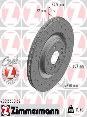 Produktbild von 2x ZIMMERMANN Bremsscheibe 400.5500.52 passend für MERCEDES-BENZ M-Klasse (W166)