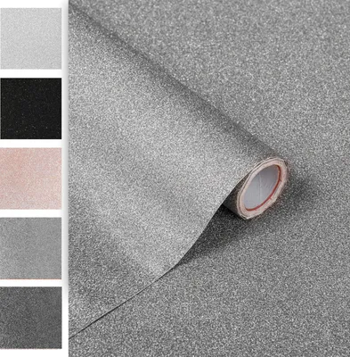 Produktbild von DecoMeister Klebefolien mit Glitter – Schimmernder Brokat - Selbstklebende Möbelfolie - Glitzernde Selbstklebefolie - 67,5x200 cm Glitzer Grau