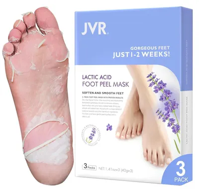 Produktbild von Fußmaske 3 Paar Milchsäure Peeling Feuchtigkeitsspendend Hornhautentfernung Lavendel
