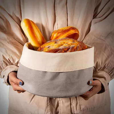 Produktbild von Brotkorb Stoff Brotbeutel 25 x 22.5 cm Einfach zu Tragen Brötchenkorb (Wiederverwendbare Brottasche Brotsack zum Frischhalten), für n