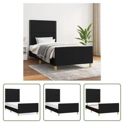 Produktbild von The Living Store Bettgestell mit Kopfteil Schwarz 90x190 cm Stoff