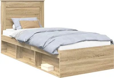 Image de Cadre de lit avec tiroir Chêne Sonoma 75 x 190 cm Pin massif