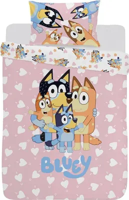 Image de Bluey - "I Love U" linge de lit pour enfants AG4087 (Lit simple) (Rose/Blanc)