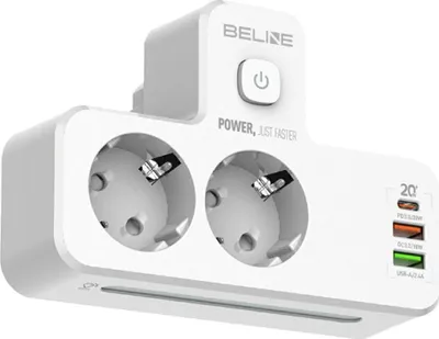 Obrázek produktu pro Beline napájecí lišta s led osvětlením 2Xusb-A/Usb-C/2Xac Bílá