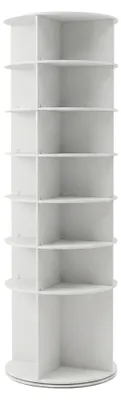 Produktbild von Ryuen - Vertikaler Schuhschrank mit 7 Ablagen H184 cm für 28 Paar mit manuell drehbarer 360° Rundbasis in Weiß