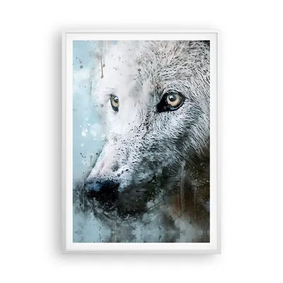 Produktbild von Gerahmtes Poster - Weißer Rahmen - Weiß Der Wolf Bild - 70x100 cm - Wand Bild - Wanddeko - Wandbilder - Kunstposter - Wandposter - Bilderrahmen - Bilder - Kunstdruck - P2WPA70x100-4623