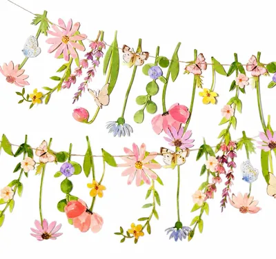 Gänseblümchen-Banner mit Schmetterling, Pastell, für Party