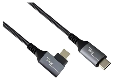 Produktbild von DINIC USB C 4.0 Daten und Ladekabel, Typ C gerade auf 90° Winkel, schwarz, 1m