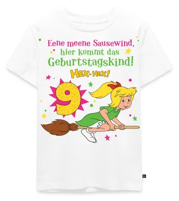 Produktbild von Spreadshirt Bibi Blocksberg Geburtstagsdesign 9 Jahre Kinder Premium T-Shirt, 98/104 (2 Jahre), Weiß