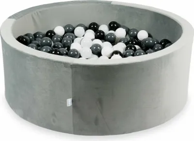 Produktbild von Bällebad 110x40 samtgrau – Mit 500 Bällen / weiß, graphit, schwarz, wollweiß