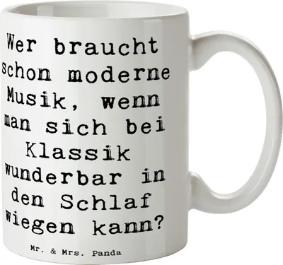 Produktbild von Mr. & Mrs. Panda Kaffeetasse Spruch Klassik zum Träumen - Weiß - Geschenk, Klassische Musik, Teetasse, kreative Designs, elektronische, Konzert, Musikliebhaber, Notation
