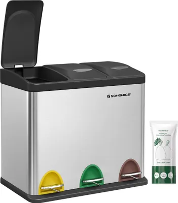 Produktbild von SONGMICS Mülleimer 24L Edelstahl Abfalleimer Inneneimer 3 x 8L Treteimer