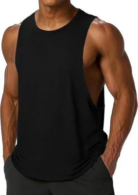 Produktbild von Sportliches Herren-Tanktop aus Polyester und Baumwolle mit Rundhalsausschnitt und weiten Armausschnitten – Fitness-Tanktop – Bodybuilding-Kleidung