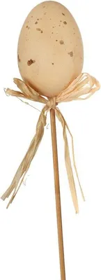 Zdjęcie produktu dla Wielkanocne Jajko Dekoracyjne z Rafią na Drewnianym Piku, Kolor Brązowy, 25 cm.
