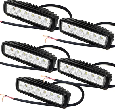 Immagine prodotto di Greenmigo 5X 18W IP67 LED Faro da lavoro Faro supplementare 12V 24V Luce da lavoro LED Fuoristrada Proiettore Riflettore Faro 1800LM
