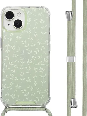 Produktbild von imoshion Design Hülle mit Band iPhone 15 - Smoke Green Flowers