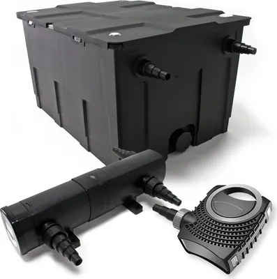 Produktbild von Wiltec Komplettset: CBF-550 Teichfilter bis 60000 L Teichfilteranlage als Durchlauffilter, NEO10000 SuperECO Teichpumpe 10000l/h 80W, CUV-218 Teichklärer UVC Klärer mit 18W
