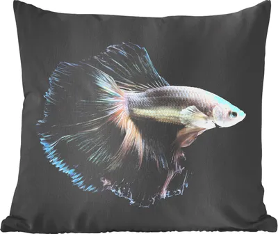 Produktbild von MuchoWow® Zierkissen Sofakissen Wohnzimmer Dekokissen 45x45 cm Fisch - Schwanz - Weiß - Schlafpolster - Polster für das Sofa