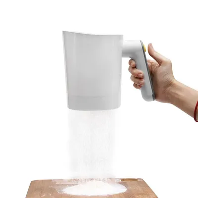 Produktbild von Elektrisches Mehlsieb 4 Tassen,Handheld Puderzuckerstreuer, Edelstahlfilter, Batteriebetrieben, Feinfilter, Backzubehör, Weiß  Puderzuckersieb Sieb