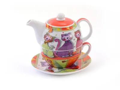 Image de Service à thé pour une personne « Evi » en porcelaine, 4 pièces Théière : 0,3 l, tasse : 0,17 l