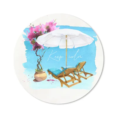 Produktbild von MuchoWow® Mauspad Mousepad Strandkorb - Sonnenschirm - Blumen - Zeichnung 20x20 cm - Mousepads - Maus Mat - Pad - Mausunterlage - Schreibtischmatte