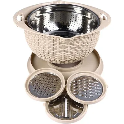 Produktbild von 4 in 1 Küchensieb mit Schüssel aus Edelstahl und PP 31 cm für Obst Gemüse und Pasta