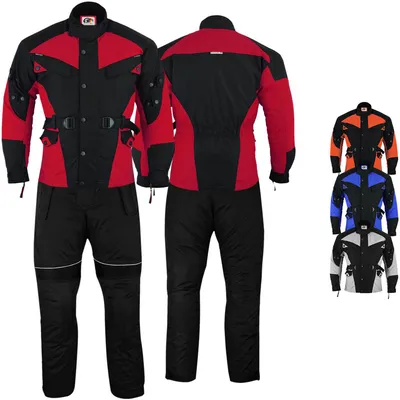 Produktbild von 2-teiler Motorradkombi Cordura Textilien Motorradjacke + Motorradhose, Größe:50/M, Farbe:Rot/Schwarz