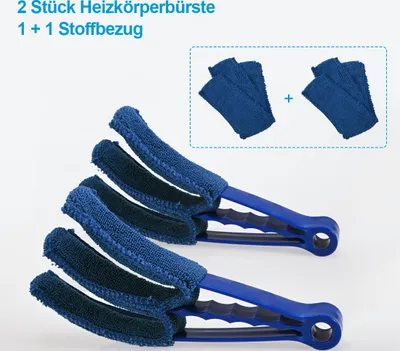 Produktbild von Heilmetz Reinigungsbürste Hand waschbarer Mikrofaser bürste, Staubwedel-für Jalousien, Klimaanlage, Badheizkörper, Lamellen-Reiniger 2 Stück