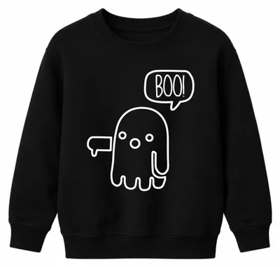 Image de BOO Fantôme mignon pour Halloween, motif amusant pour enfants, sweat à capuche fantôme, noir, taille 116