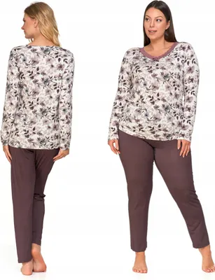Produktbild von Damen Schlafanzug Weiche Spitze Viskose Langarm Hose MORAJ 5XL