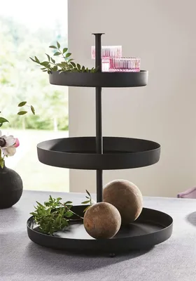 Produktbild von Etagere "Black" aus Metall, matt schwarz, 3-stöckig, Tortenständer, Obstetagere, Metalletagere
