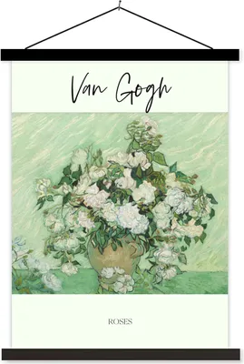 Produktbild von MuchoWow® Textilposter Van Gogh - Gemälde - Rosen 120x160 cm mit schwarzem Rahmen - Magnetischer