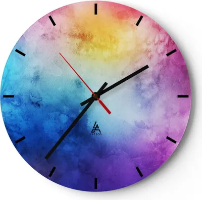Produktbild von Wanduhr - Rund - Glasuhr - Abstraktion modern - 40x40cm - Schleichendes Uhrwerk - Lautlos - zum Aufhängen bereit - Dekoration Modern - Wanddekoration aus Glas - C3AR40x40-3750