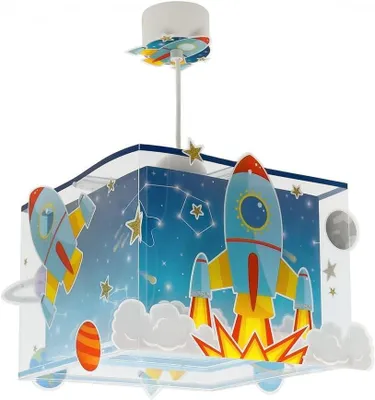 Produktbild von Kinderlampe, Deckenleuchte – Hängelampe, Raketenform – Nachttischlampe – Leuchtet im Dunkeln – Klein – Blau