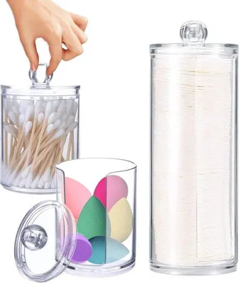 Produktbild von Famanu Set von 3 Wattenstäbchenhaltern - Transparent
