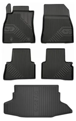 Productafbeelding van Rubberen automatten + kofferbakmat voor Nissan Juke I 2010-2014 (SUV/crossover) – 5-delig, zwart, op maat – Wielganizator