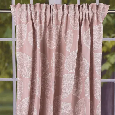 Produktbild von Schal Vorhang Fertiggardine Jacquard mit Schlaufenband Blätter rosa 142x245cm