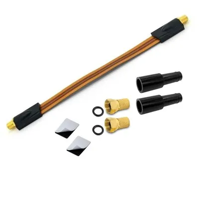 Produktbild von ARLI Fensterdurchführung UltraSlim + 2x F-Stecker vergoldet + 2x Gummitülle | TV SAT Flachkabel DVB-S2 DVB-T2