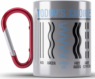 Produktbild von Trendation - Apres Ski Edelstahl Tasse Karabiner Geschenk Grafik Geschenkidee Skifahrer Geschenk Winter Berge (Rot)