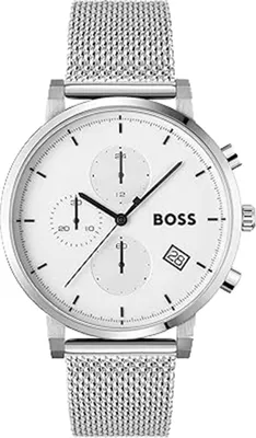 Zdjęcie produktu dla Męski zegarek kwarcowy BOSS Chronograph ze srebrną bransoletą z ogniwami ze stali nierdzewnej - 1513933